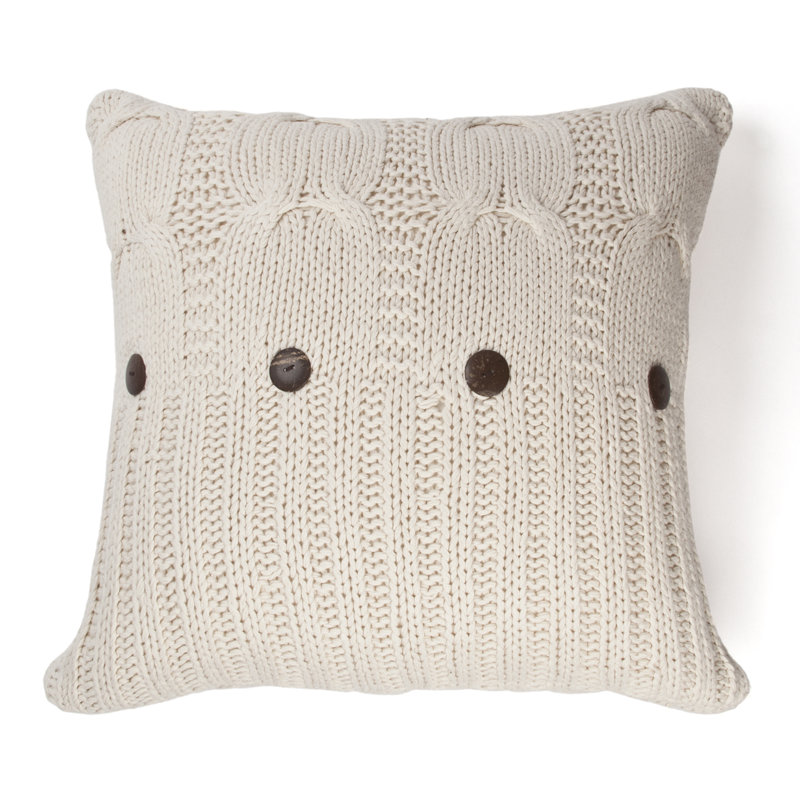 Wildomar Buttons Cotton Pillow Cover, Natural, 20"H x 20" W