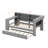 Twin Size Daybed With Trundle, Storage Shelves And Desk, Wood Corner Bed With Upholstered LED Headboard And Charging Station-1331826488