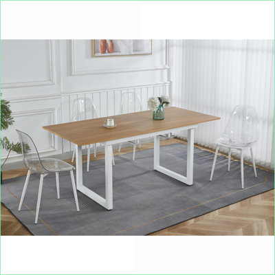Table basse moderne et peu encombrante avec plateau en panneau de fibres à densité moyenne et amp; Pieds en métal, longueur réglable, facile à nettoyer pour le salon