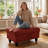 Rectangular Storage Ottoman Bench With Hinged Lid, Faux Leather Footrest For Living Room, Bedroom, Entryway, Red, 35"X23.5"X17.5"-487873011