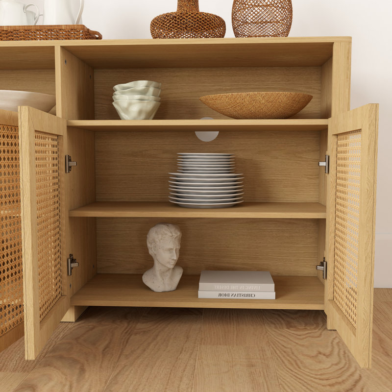 Buffet avec rangement Mid-Century, Naturel