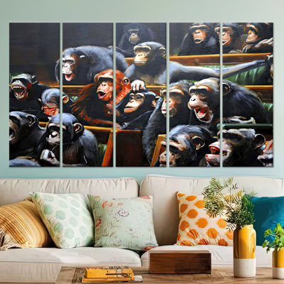 «Elegant Monkey Senators», reproduction d'art sur verre trempé, toile tendue 5P