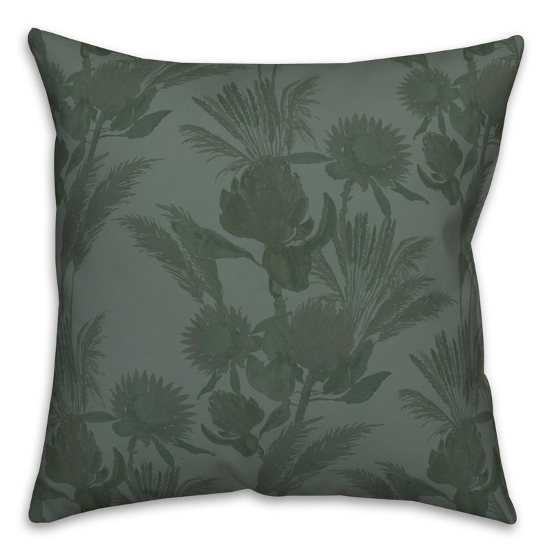 Floral Reversible Throw Pillow, Green