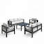 Ensemble de meubles de patio en métal 5 pièces toutes saisons, canapé de conversation 7 places avec coussins épais et structure et table basse-381575251