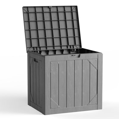 30 Gallon Lockable Waterproof Resin Deck Box, Gray Outdoor Storage Bench for Patio Cushions, Garden Tools & Package Delivery, UV Resistant