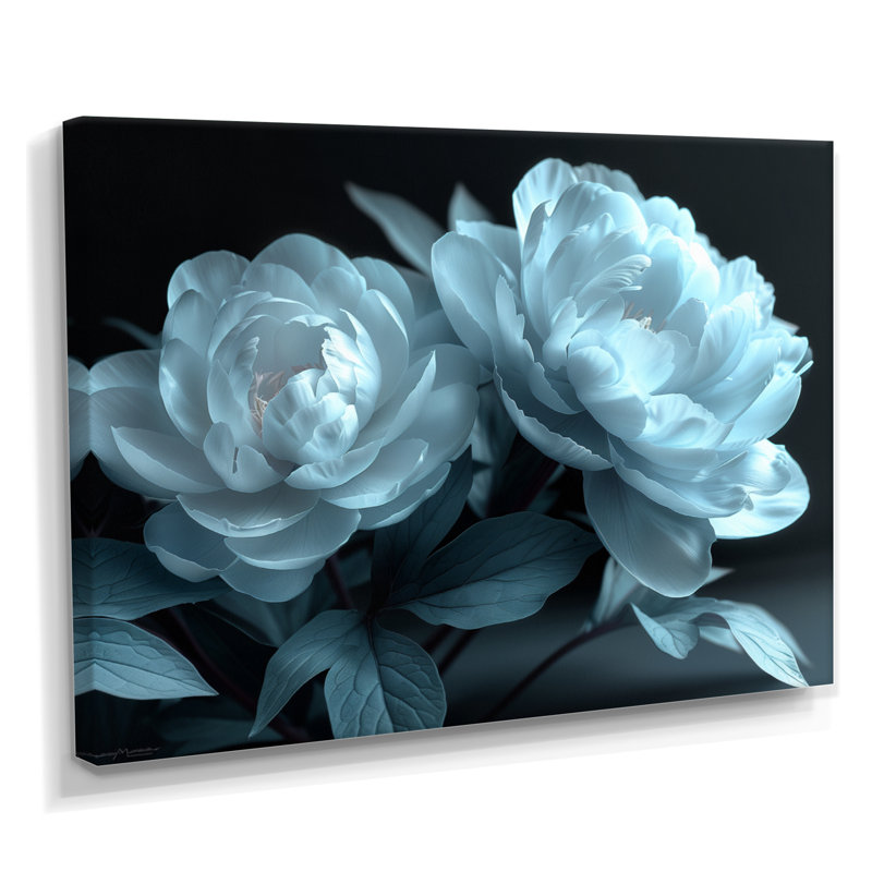 Art mural bleu pivoines bleues Natures Nuance I - pivoines, Toile tendue, H 12 po x l 20 po