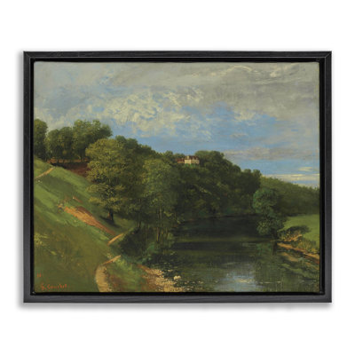 "Classic River Landscape", art mural sur toile flottante noire par one1000paintings