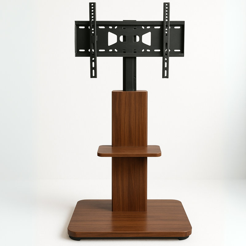 2 Tier Wooden Adjustable TV Floor Stand With 2 Shelves