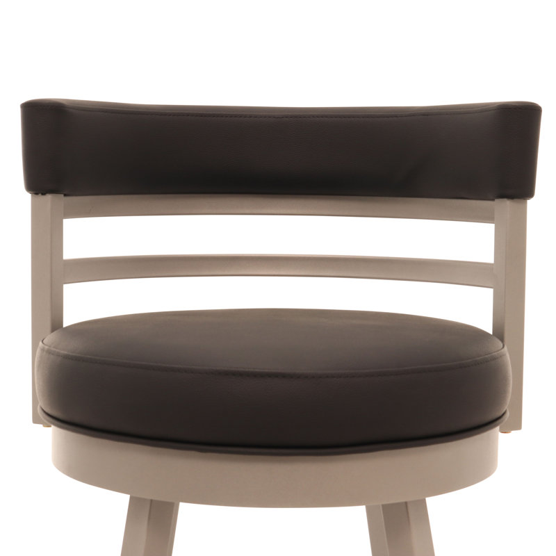 Sunnydale Camden 26" Swivel Counter Stool, Sterling Mist Finish & Obsedian Black Leatherette