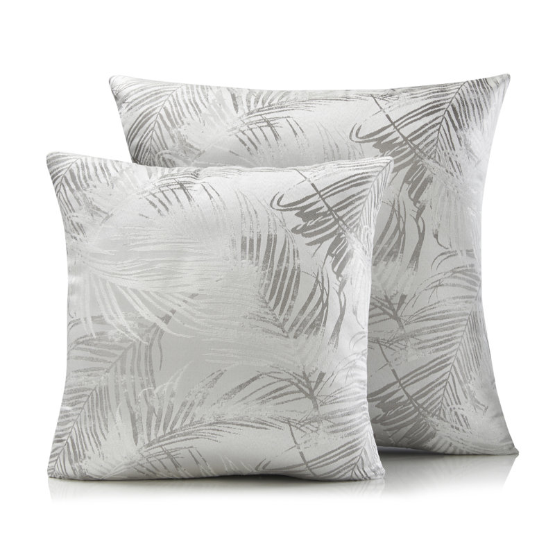 Porphyrion Fiji Floral Scatter Cushion Cover with Filler Pad, 45cm H x 45cm W x 10cm D, Silver