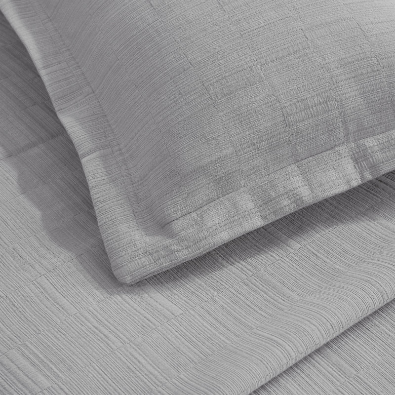 Zenith Cotton Medium Weight Textured Modern Geometric Matelasse Bedspread And Sham Set By, Gray