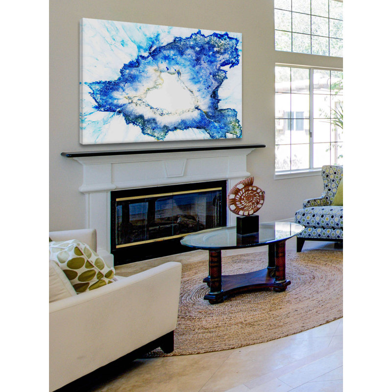 « blue splash », reproduction d’art sur toile tendue, H 30 po x l 45 po x P 1,5 po