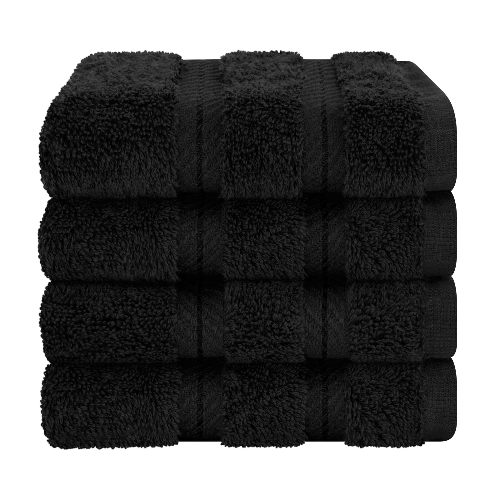 Darcelle 100% Cotton 4-Piece Turkish Washcloth Set, Coal Black