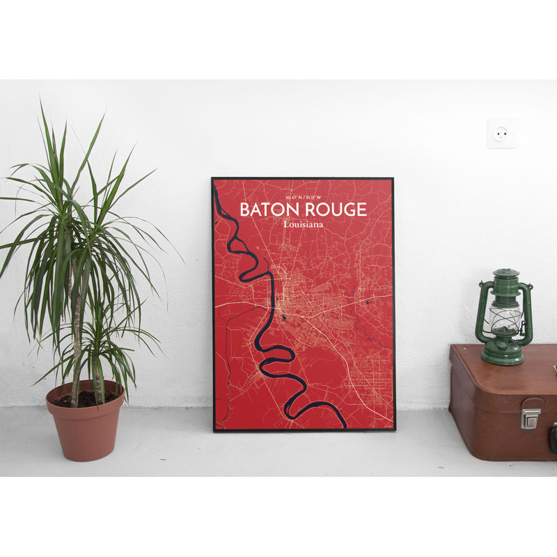 Baton Rouge City Map - No Frame Print, 70cm H x 50cm W x 0.13cm D