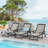 Plastic And Textilene Adjustable Patio Outdoor Chaise Lounge Chairs With Wheel Adjustable Textilene Recliner-570289847