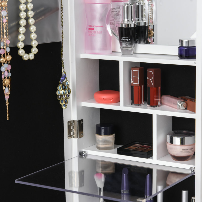 Armoire à bijoux avec miroir Daneika, Blanc