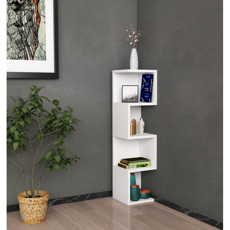 Modern White Bookshelf, 100% Melamine Coated Particle Board, 10.6 x 37.4 x 9.8 inches | Wall-Mountable Design, 21.4 cm Shelf Height | Stylish & Functional Storage Solution for Home or Office, Elegant Solid Color