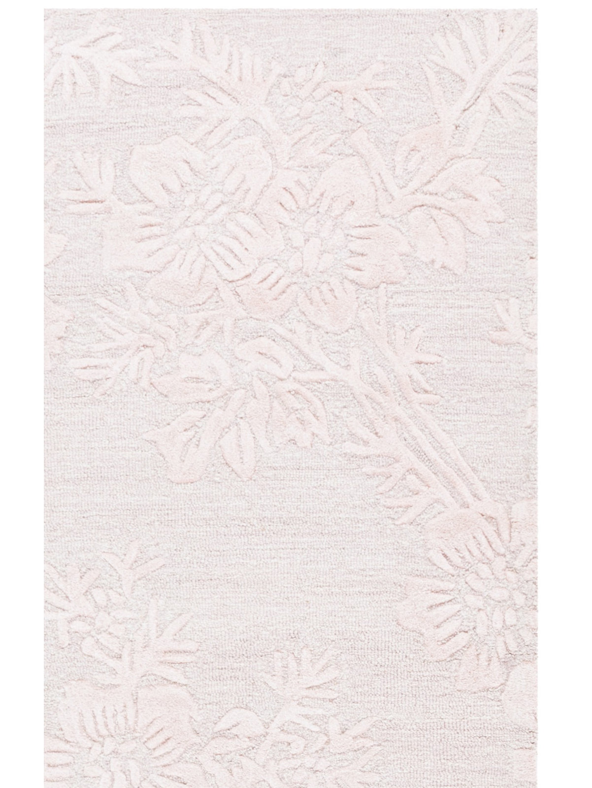 Light Pink Hand-Tufted Floral Wool Rug, Rectangle 4' x 6'