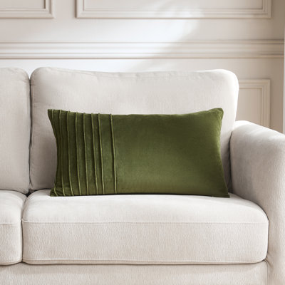 Pleated Groove Velvet Cotton Pillow Cover Green