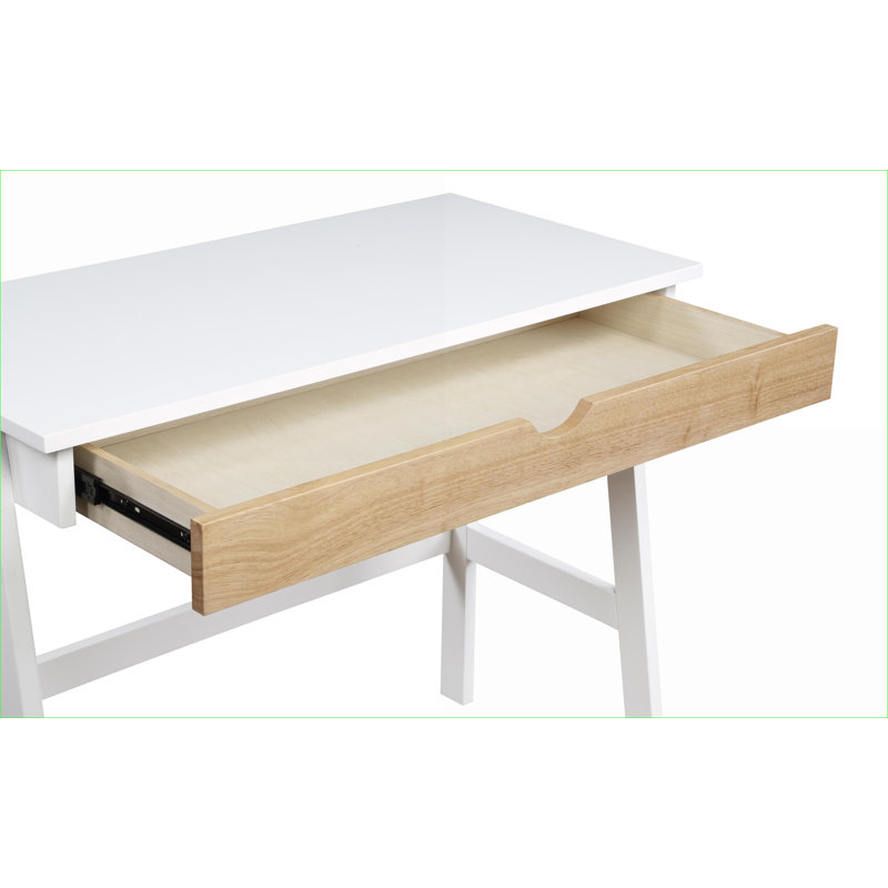 Bureaux | Bureau à domicile avec tiroir de rangement Hilton | Blanc / naturel | Bois massif