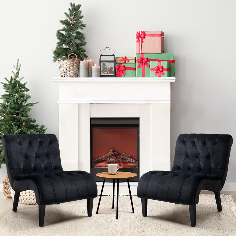 Dorothe Velvet Slipper Chair, Black Velvet, 2