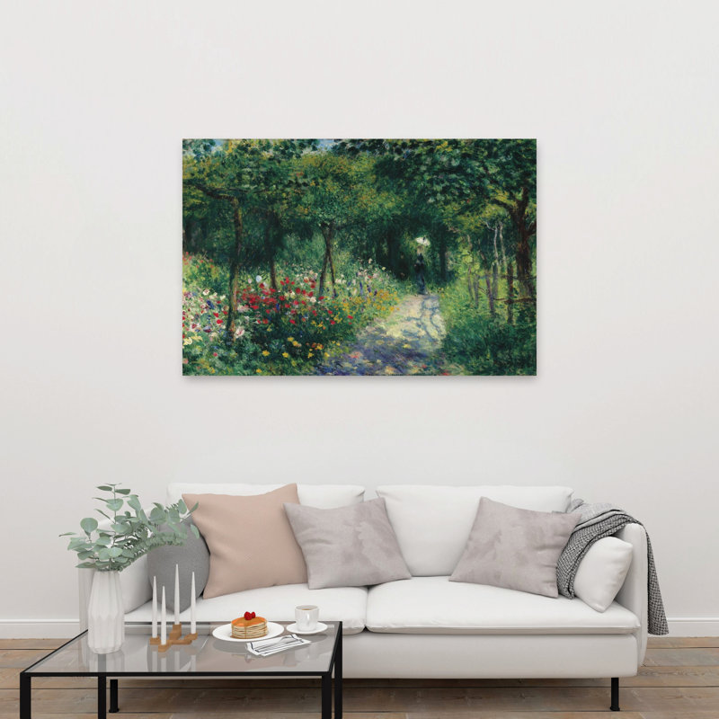 Femmes Dans Un Jardin 1873 Classic Colorful Traditional Spring Summer Wall Art Print by Pierre-Auguste Renoir - Wrapped Canvas Print