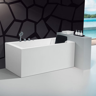 59" Acrylic Rectangle Bathtub with 19 jets, Hydro Massage Tub