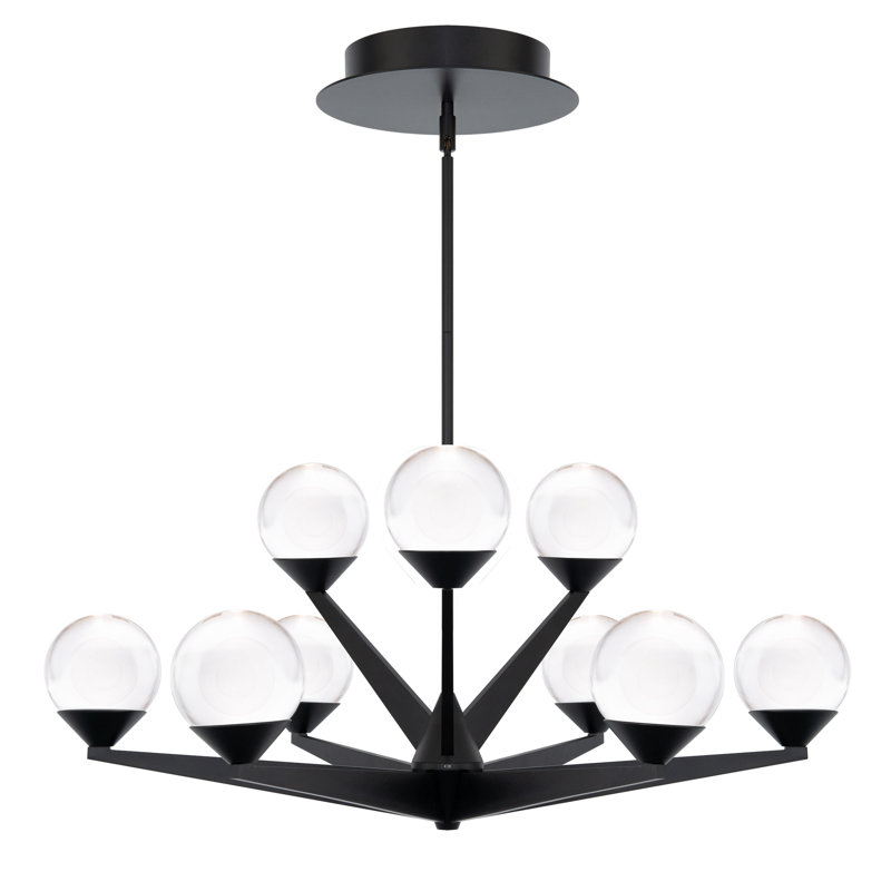 Eclipse Black 9-Light LED Sputnik Sphere Chandelier with Crystal Accents