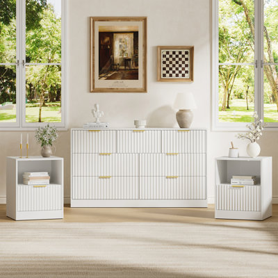 3-Piece 7-Drawer Dresser & 1-Drawer Nightstand Set