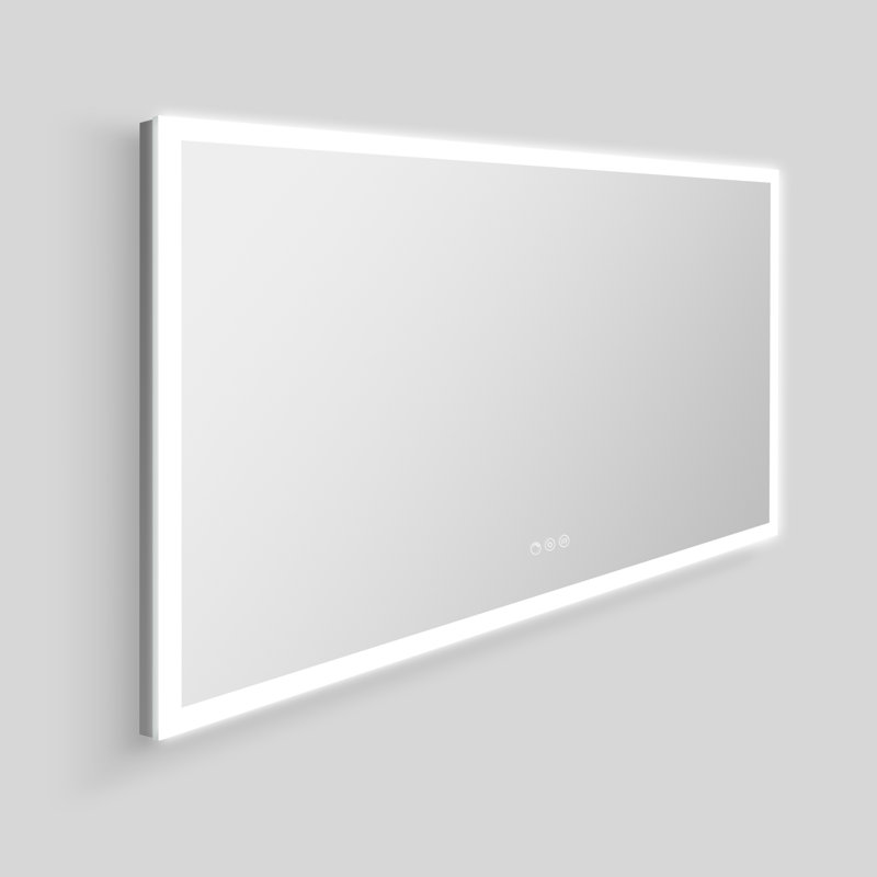 Miroir de salle de bain rectangulaire à DEL sans cadre avec désembueur Streamline, intensité variable, changement de température de couleur