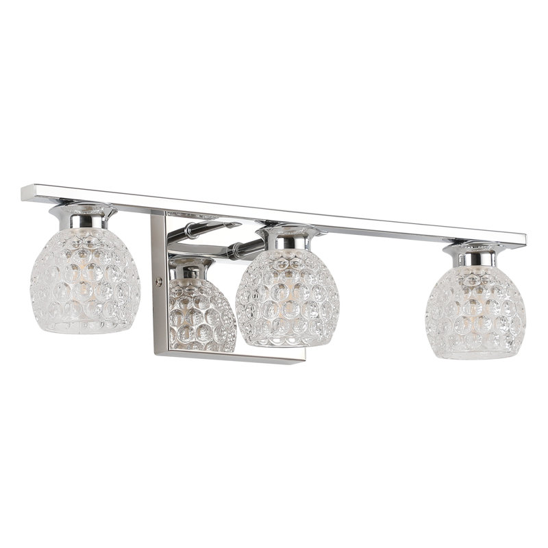 Luminaire de salle de bain chromé avec abat-jour en verre pour salle de bain, 3 lumières