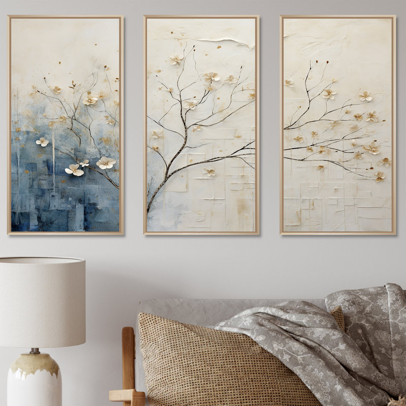 Minimalisme beige et bleu campagne - ensemble de décoration murale campagne, H 40 po x l 60 po x P 1 po