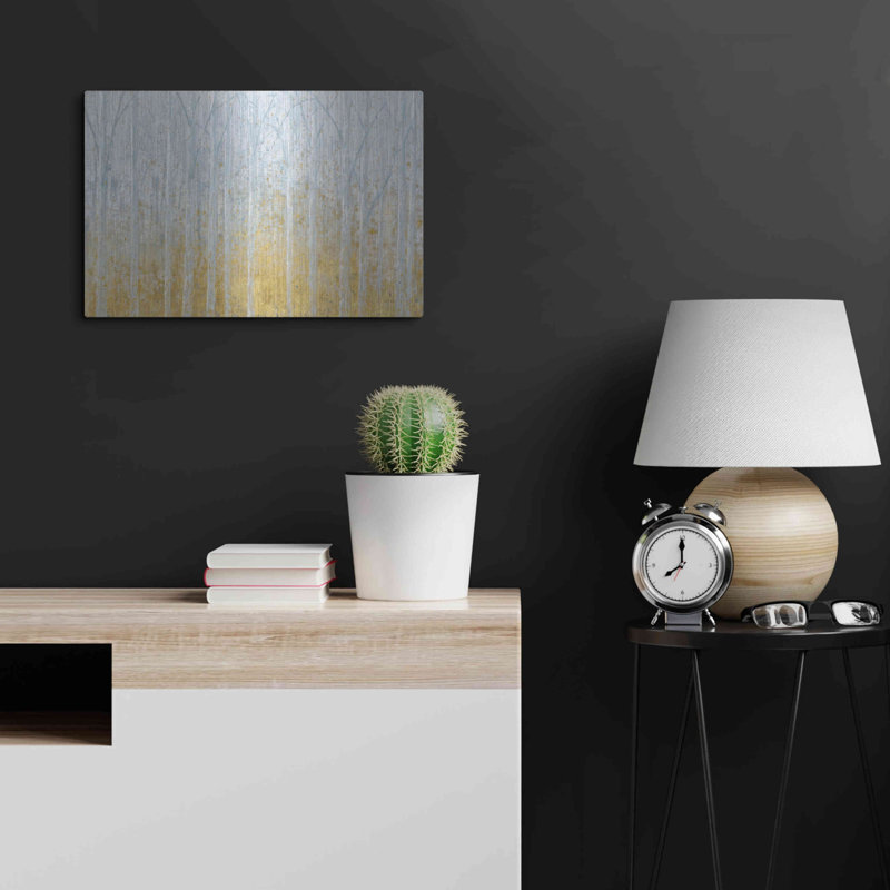 Art mural en métal luxueux «Silver Water GOLD» par James Wiens, 16 po x 12 po, H 16 po x l 24 po