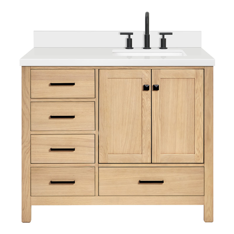 Ensemble de meuble-lavabo simple 43 po Cambridge, Chêne, Right, Forme rectangulaire
