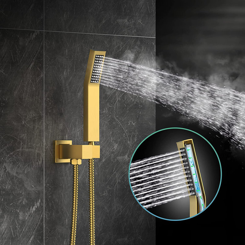 Brushed Gold Multi-Head Wall Mounted Rain Shower System