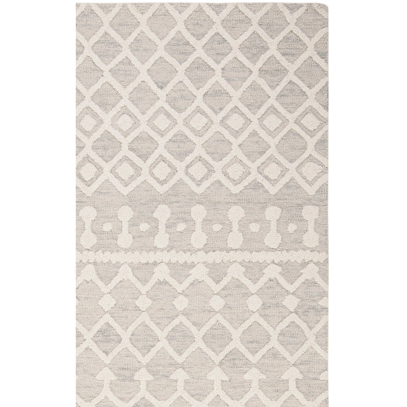 Tapis géométrique en laine touffeté Joslyne, Tapis de couloir 2 pi 3 po x 8 pi