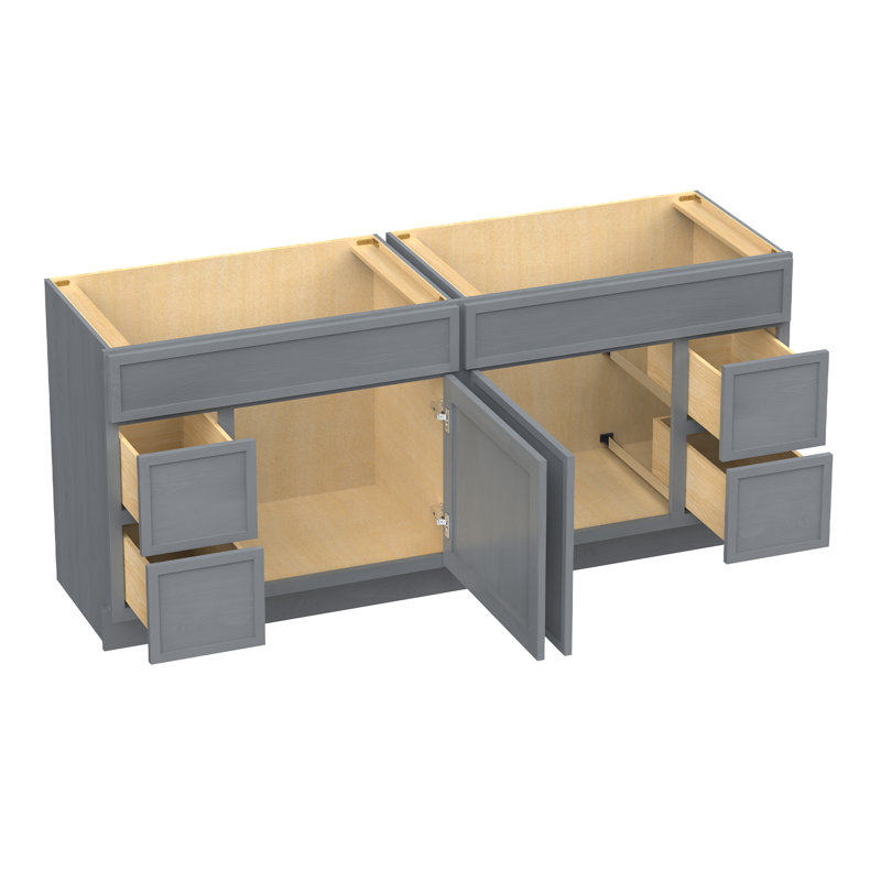 Base de meuble-lavabo double 72 po 72 po, Argent