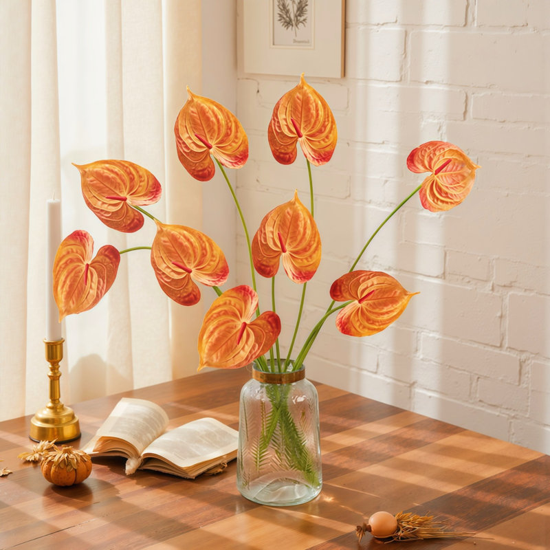 10 pièces artificielles fleurs de lys Anthurium 24 "fausses fleurs tropicales pour bouquets de vase décoration de bureau à domicile
