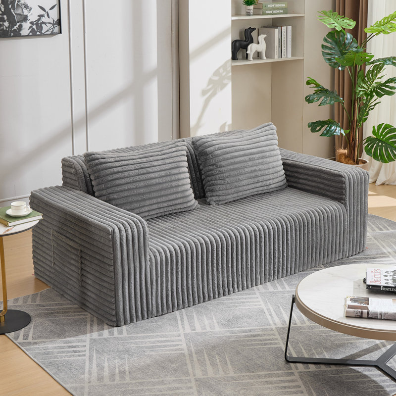 76'' Cloud Loveseat Sofa Couch,Boneless Couch with 2 Pillows for Living Room,Small Spaces, Deep Gray
