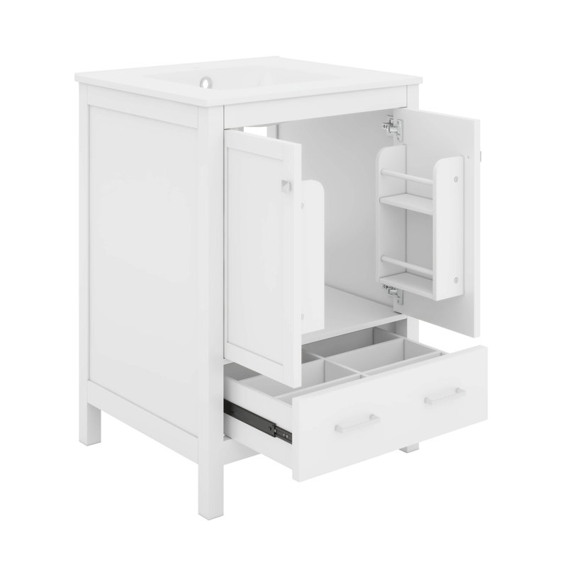 Ensemble de meuble-lavabo 24 po avec lavabo simple, 1 tiroir et tablette de porte double couche, Blanc