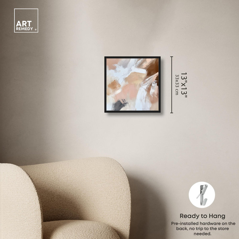 Taupe et cendres I, toile par Art Remedy, H 13 po x l 13 po, Noir, Cadre flottant