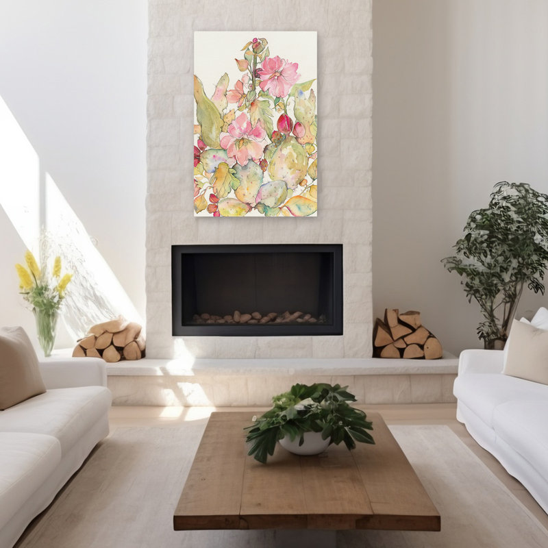 Fleurs de cactus - fleurs de cactus brun, H 48 po x l 32 po