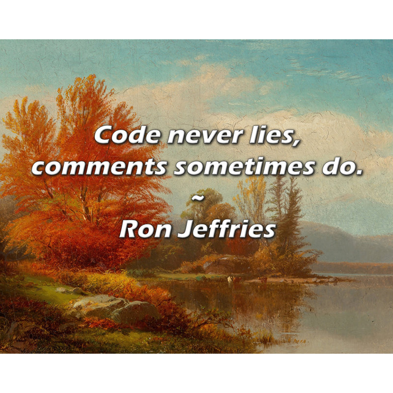 Citation de Ron Jeffries: Le code ne ment jamais, les commentaires le font parfois., H 15 po x l 18 po