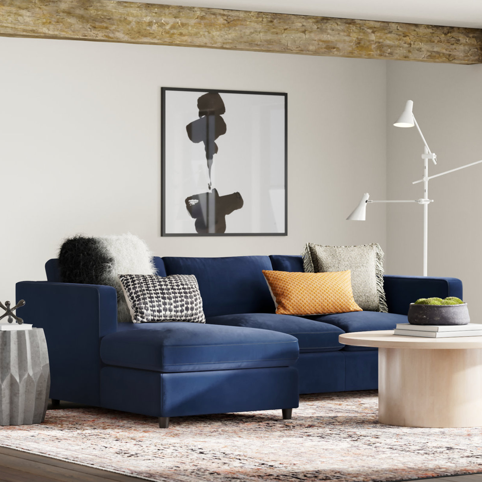 Fleetwood 2 - Piece Upholstered Sectional, Indigo Haven Performance Velvet