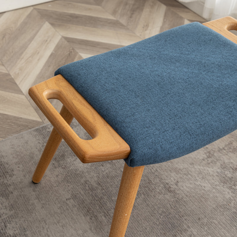 Kronsberger Upholstered Ottoman, Blue Linen Blend