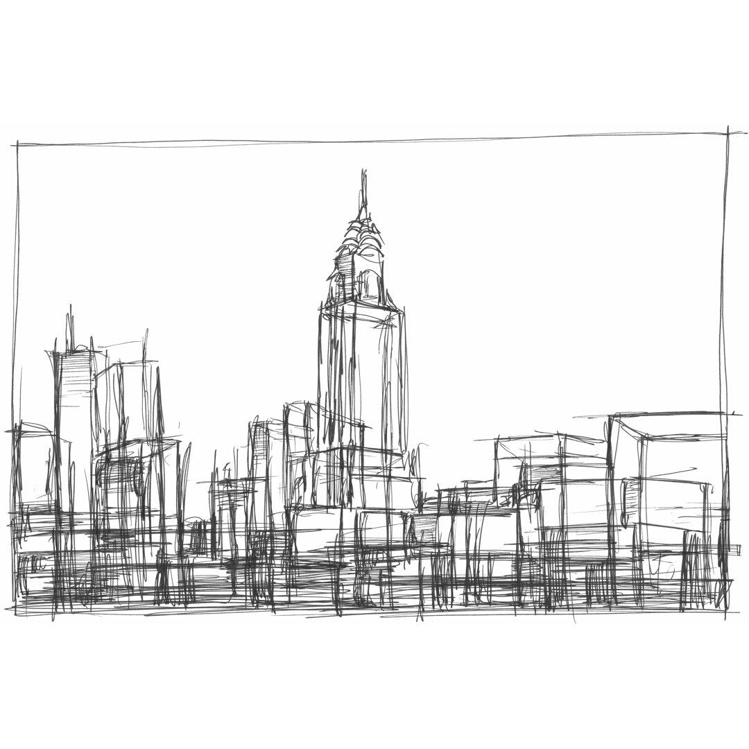 Leinwandbild Wire Frame Cityscape II