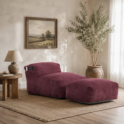 Grand fauteuil à billes pour adultes, grand fauteuil à billes, fauteuil à billes rembourré en mousse à mémoire de forme pour salon, chambre à coucher, balcon, fauteuil à billes en velours côtelé confortable avec repose-pieds, support ergonomique