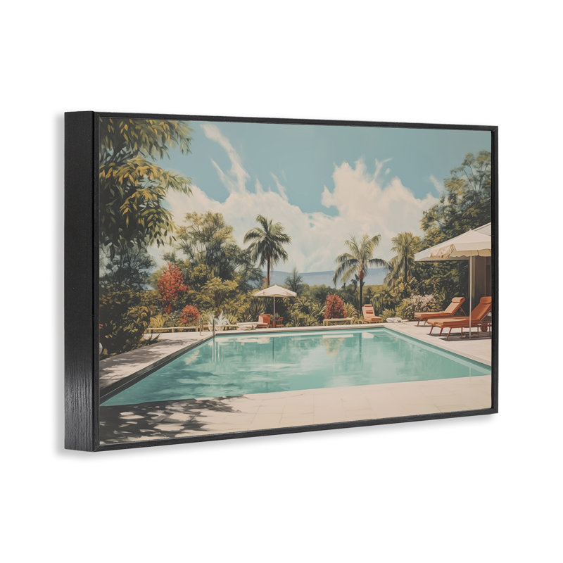  Art de giclée de piscine tropicale par Arlington Prints, H 12 po x l 18 po, Giclée encadrée noir minuit