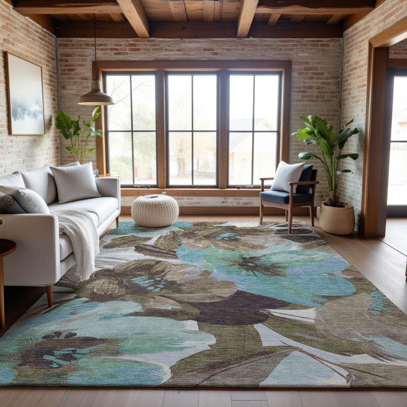 Premium Machine Washable Northdale AMF1487 Floral Rug, Rectangle 5' x 7'6"
