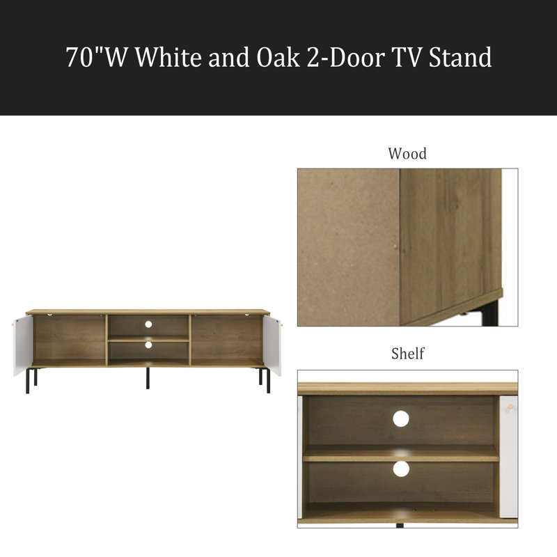 70"W White And 2-Door TV Stand
